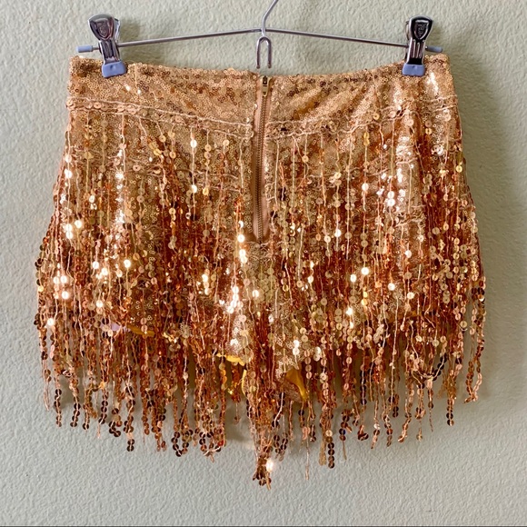 SAMBA - Gold Sequin Fringe Hotshorts - Picture 2 of 2
